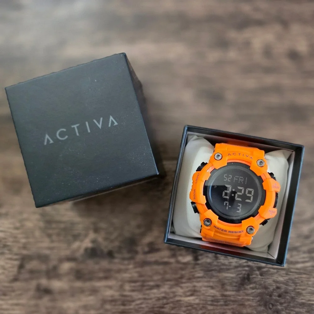 ACTIVA Digital Sport Watch Mens OS Orange Water Resistant Rugged New In Box